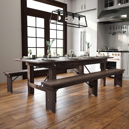 Flash Furniture Rectangle 40 in W, 96 in L, 30 in H, Pine Wood, Pinus Glabra, Steel, Mahogany XA-F-96X40-MG-GG